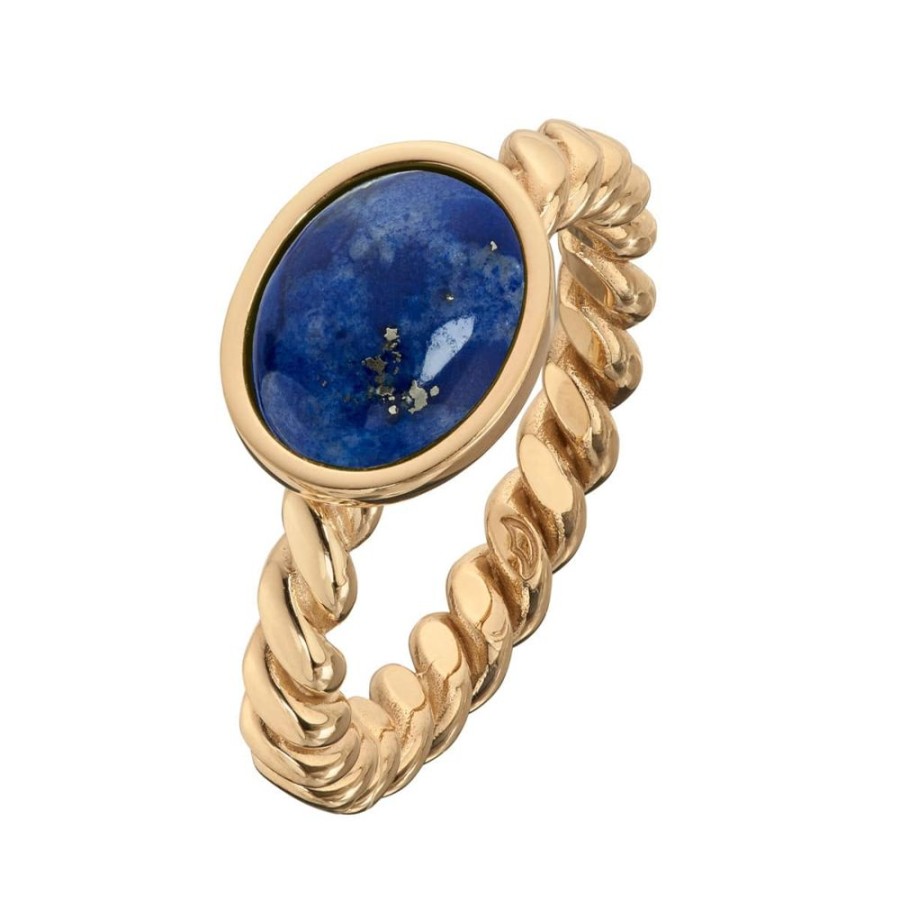 Smykker Huldreverket | Tvunnet Gullring, Lapis Lazuli 14Kt