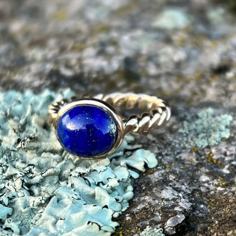 Smykker Huldreverket | Tvunnet Gullring, Lapis Lazuli 14Kt